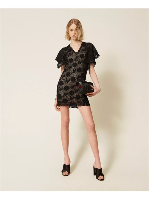 Abito corto in maglia a fiori